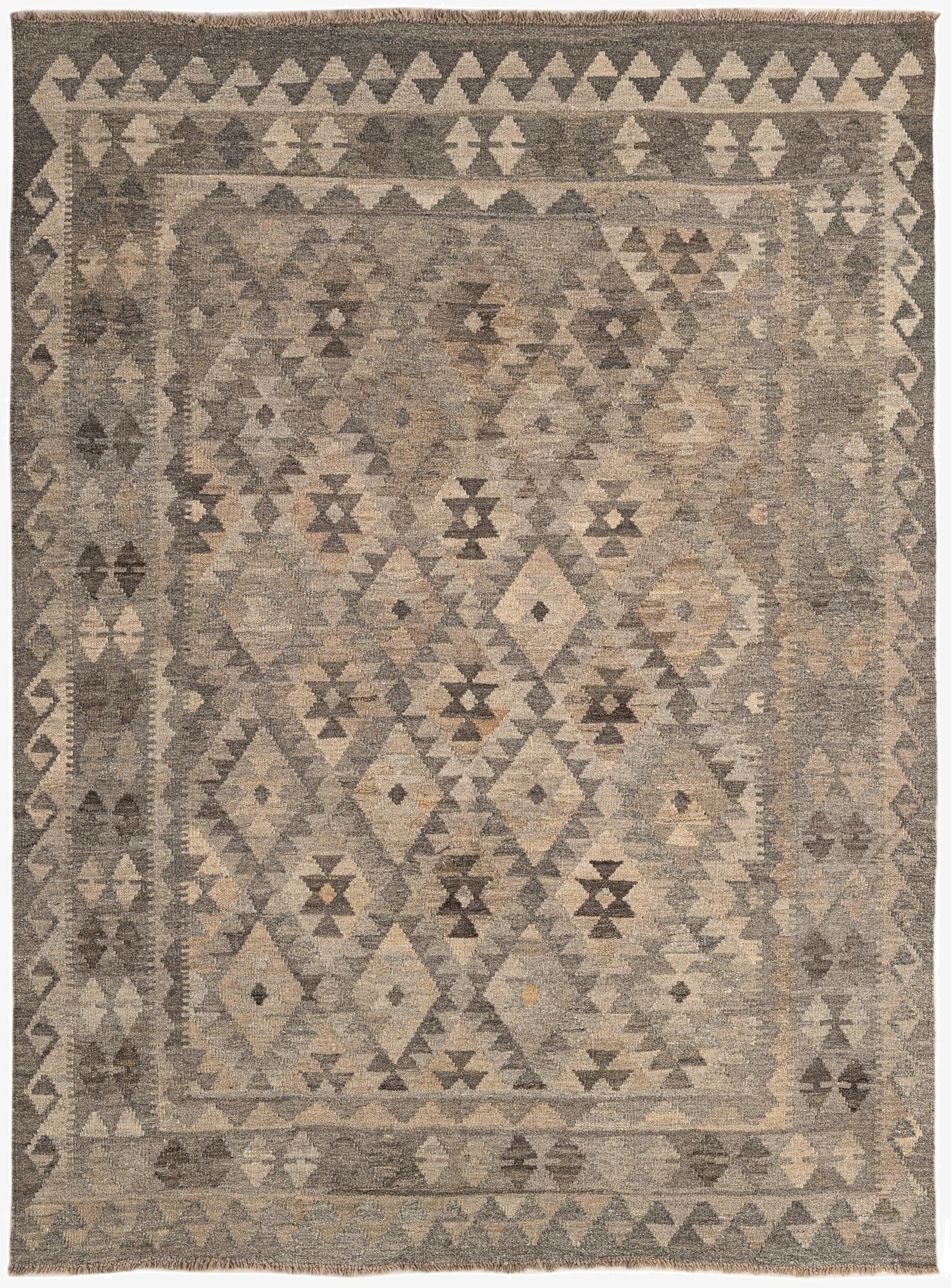  5' x 6' 8  Hand Woven Kilim Maymana Wool Rug