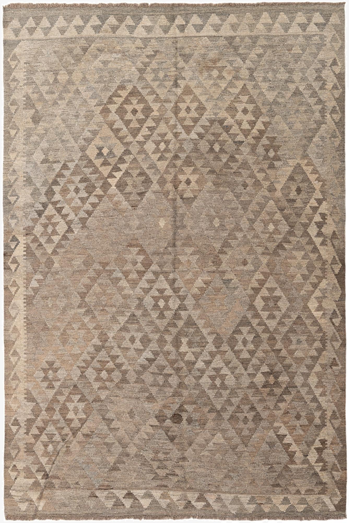  5' 4 x 8'  Hand Woven Kilim Maymana Wool Rug