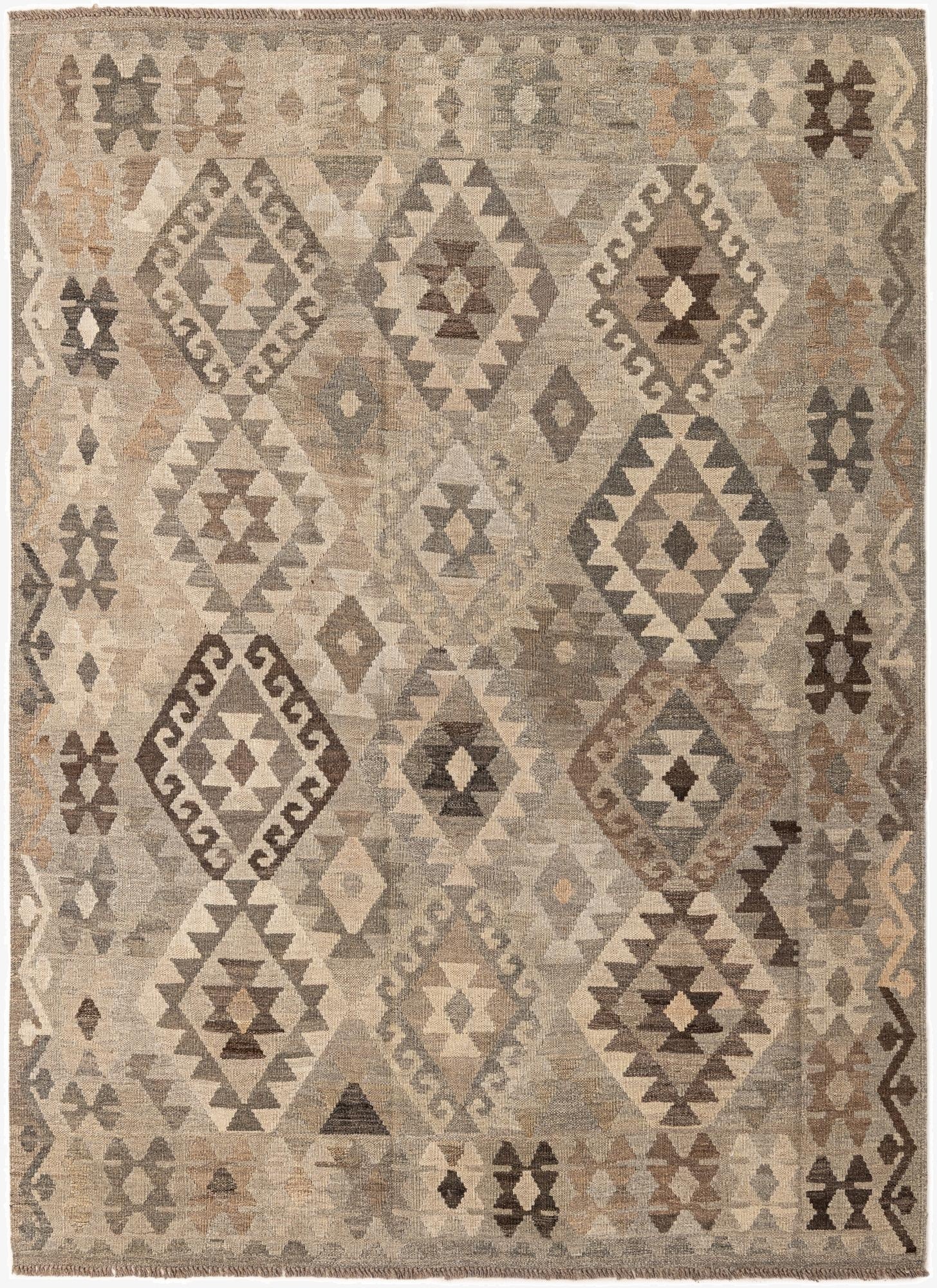  5' 9 x 7' 9  Hand Woven Kilim Maymana Wool Rug