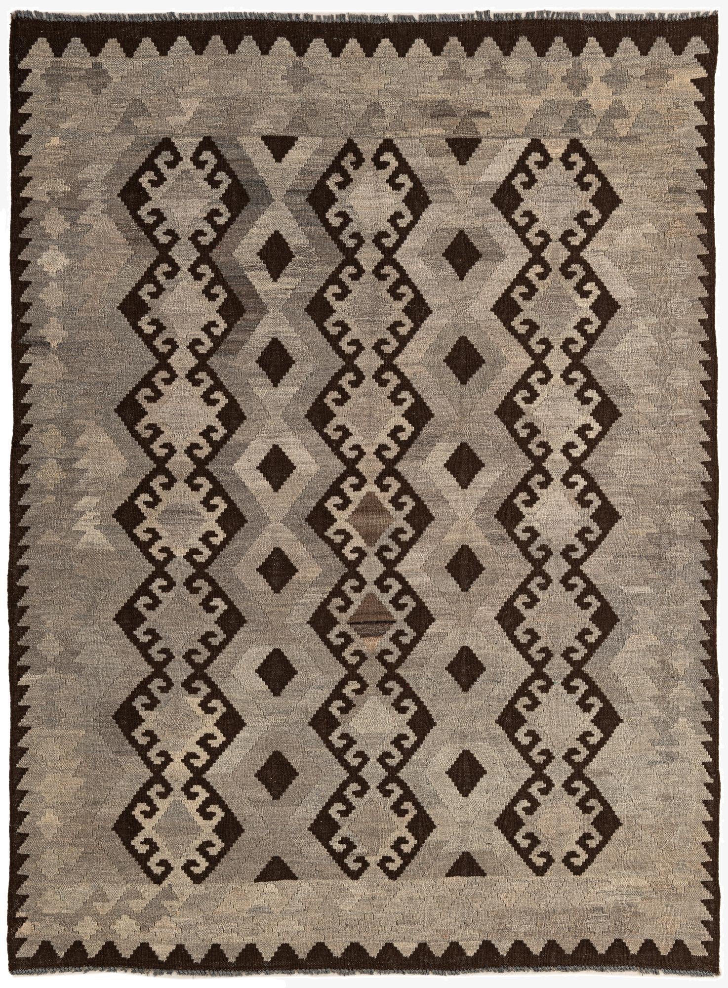  5' 2 x 6' 11  Hand Woven Kilim Maymana Wool Rug