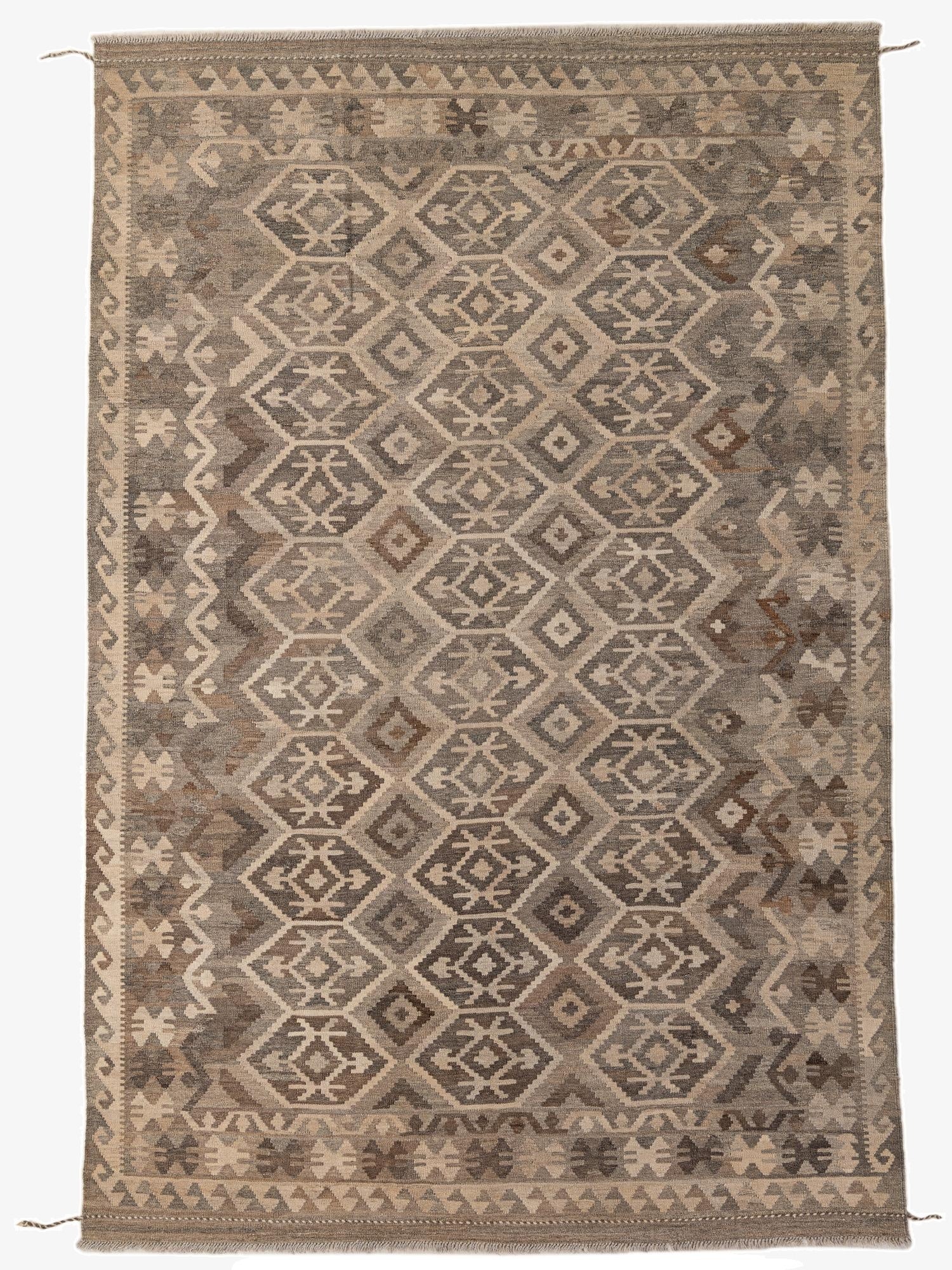  6' 7 x 9' 11  Hand Woven Kilim Maymana Wool Rug