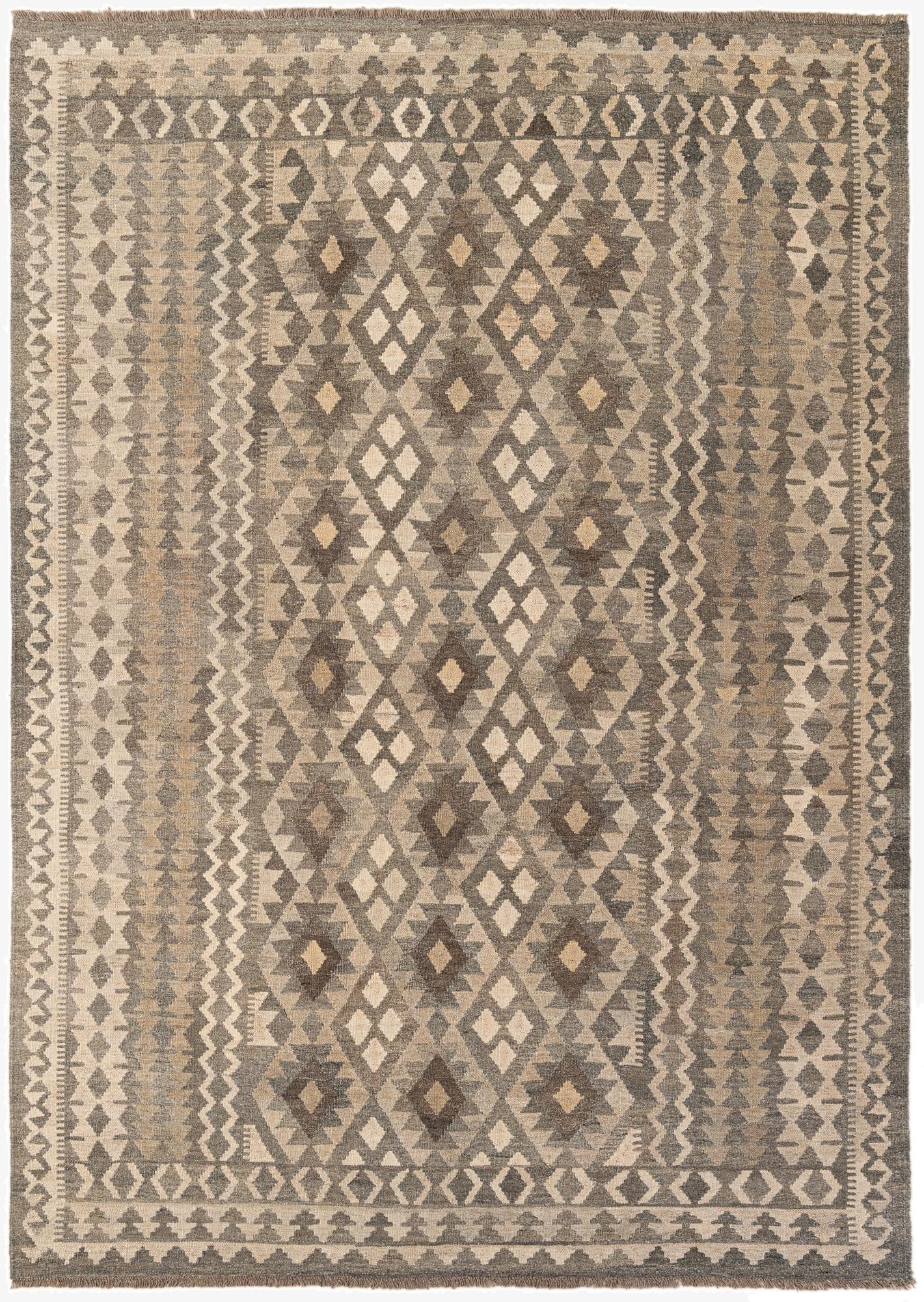  6' 10 x 9' 7  Hand Woven Kilim Maymana Wool Rug