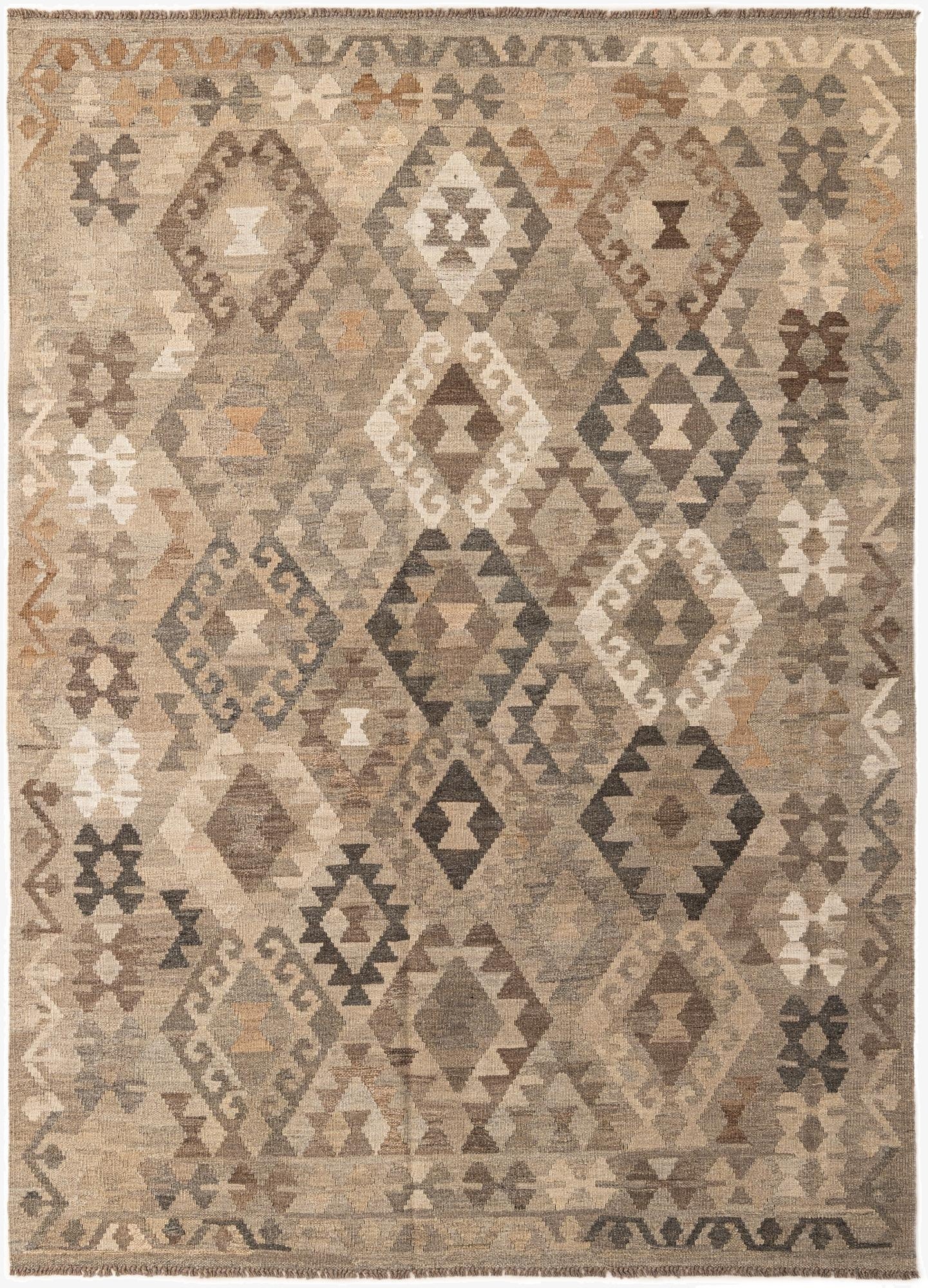  5' 10 x 8' 3  Hand Woven Kilim Maymana Wool Rug