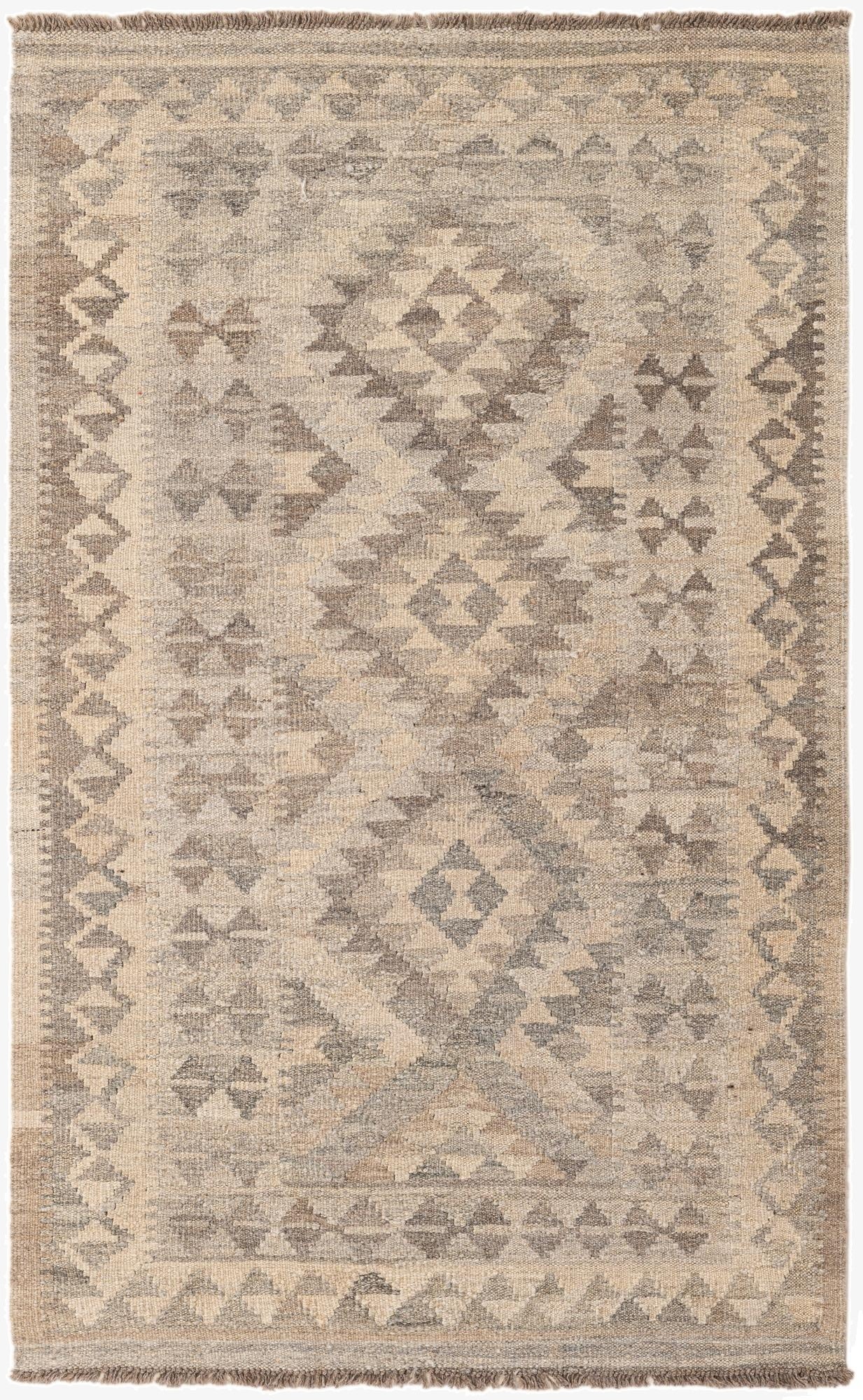  3' 3 x 5' 3  Hand Woven Kilim Maymana Wool Rug