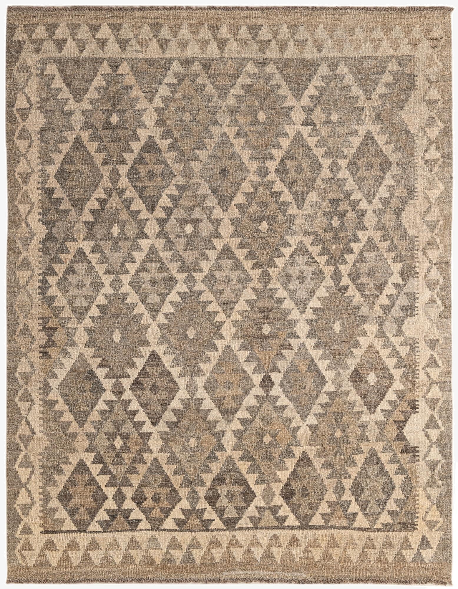  5' 1 x 6' 6  Hand Woven Kilim Maymana Wool Rug