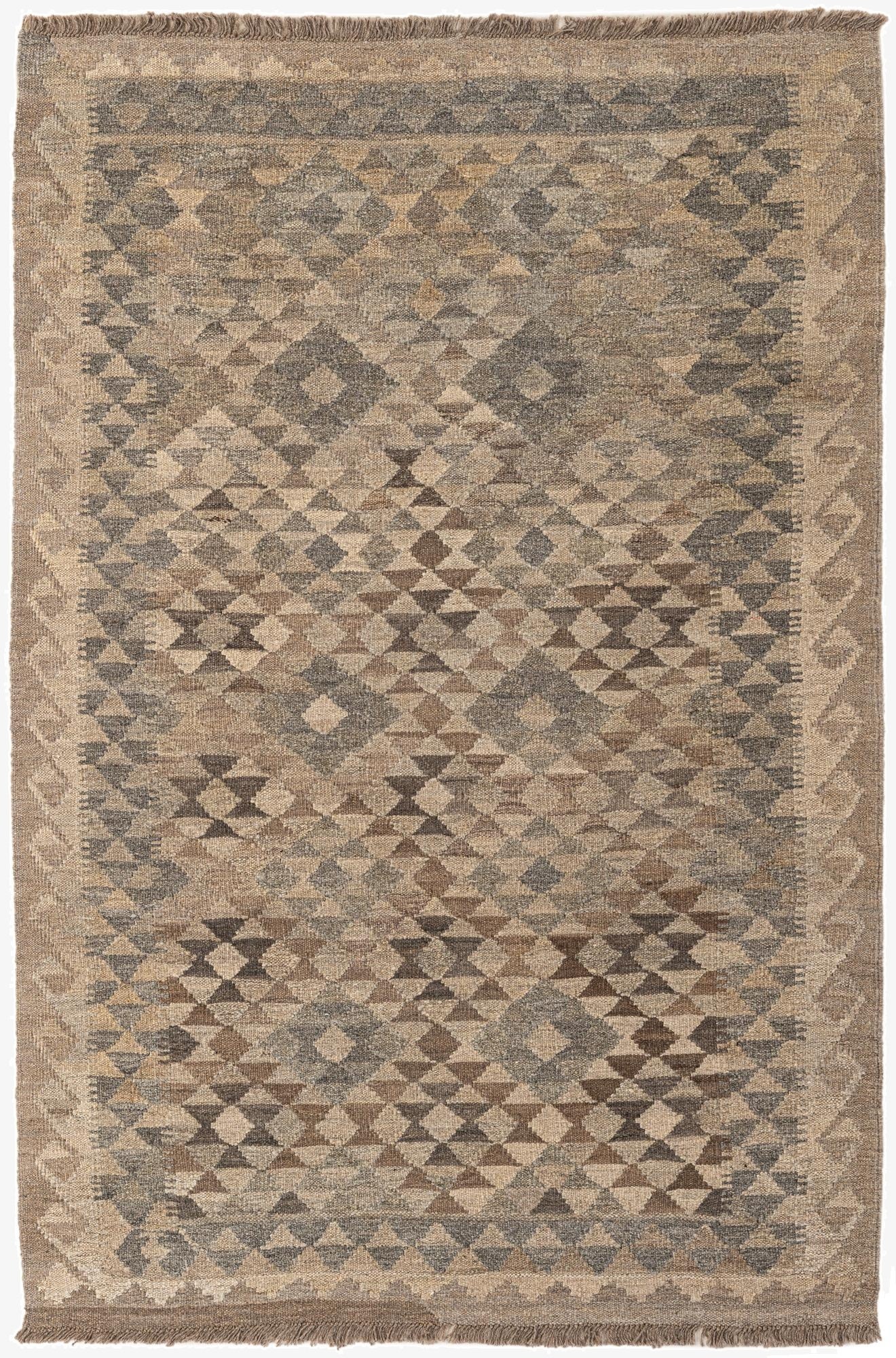  3' 10 x 5' 10  Hand Woven Kilim Maymana Wool Rug