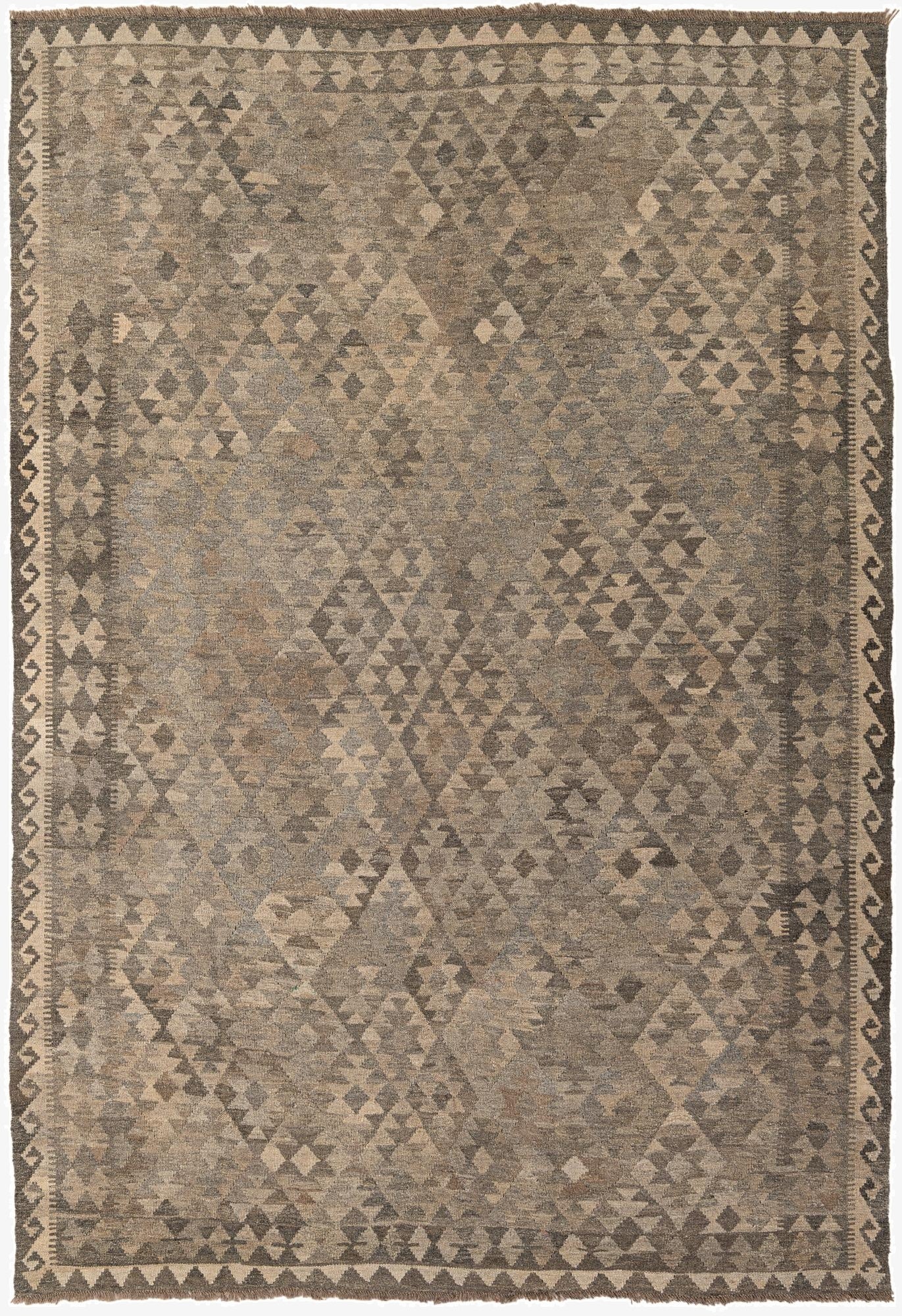  6' 7 x 9' 9  Hand Woven Kilim Maymana Wool Rug
