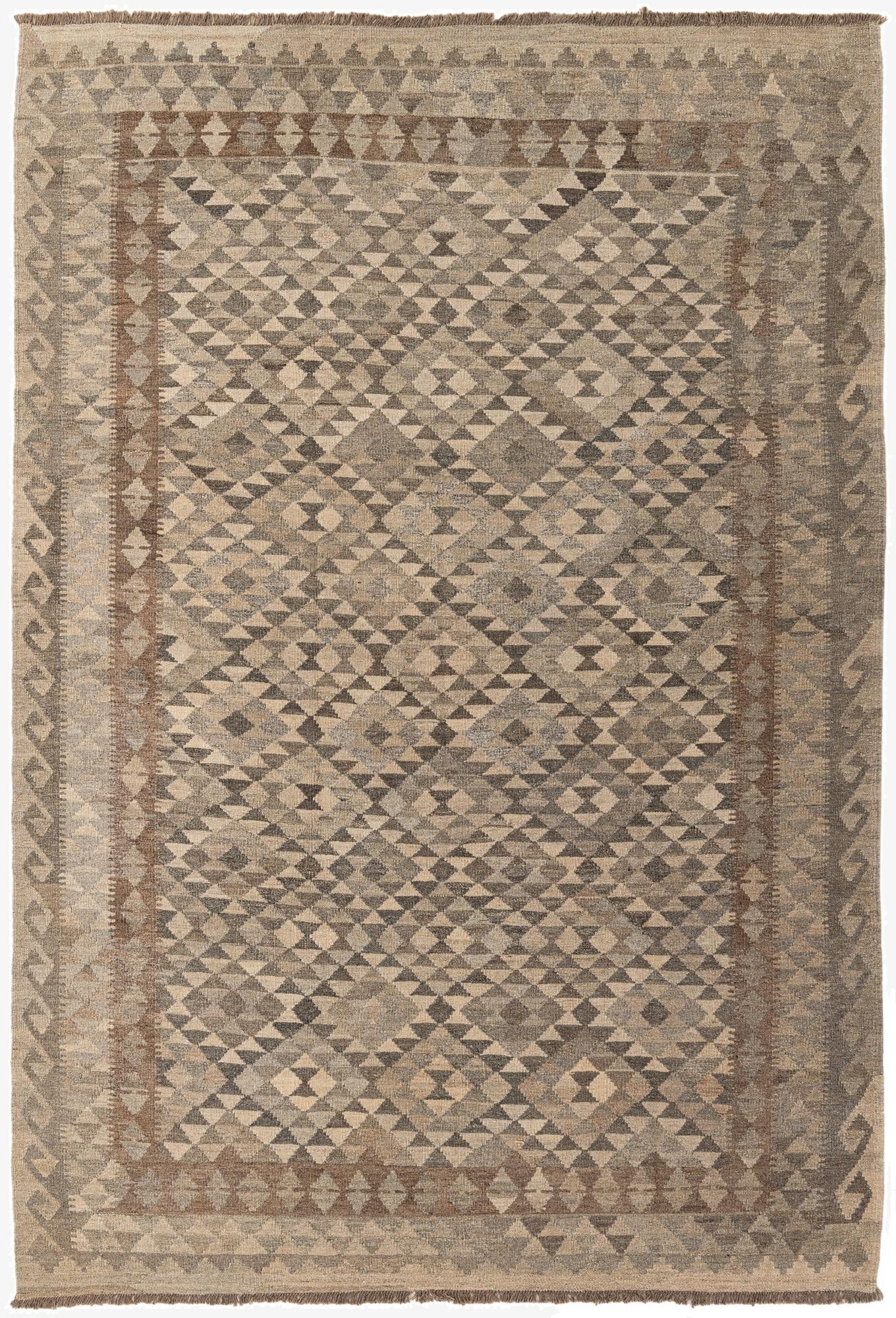  6' 7 x 9' 9  Hand Woven Kilim Maymana Wool Rug