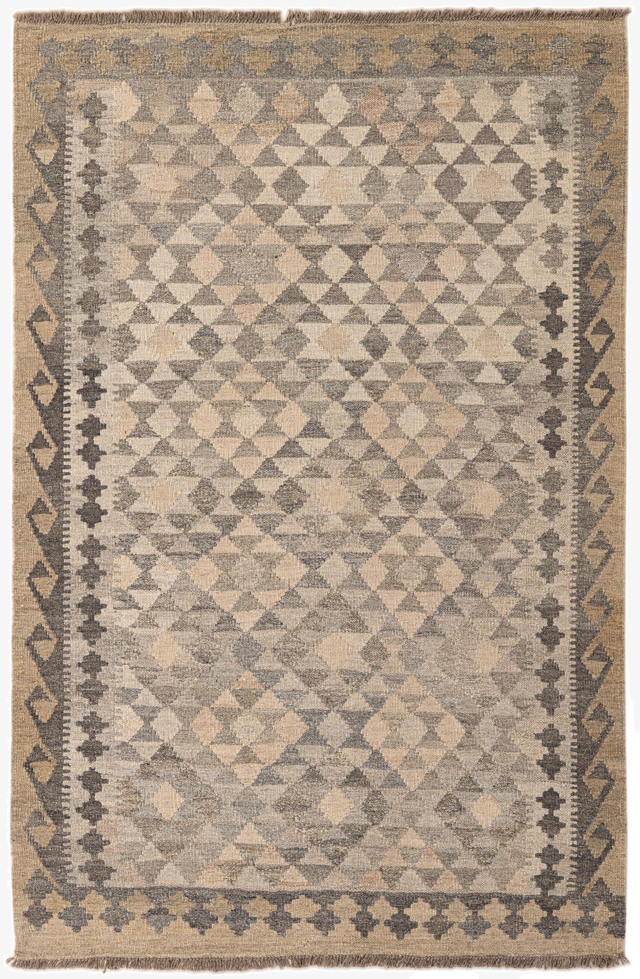  3' 11 x 6'  Hand Woven Kilim Maymana Wool Rug