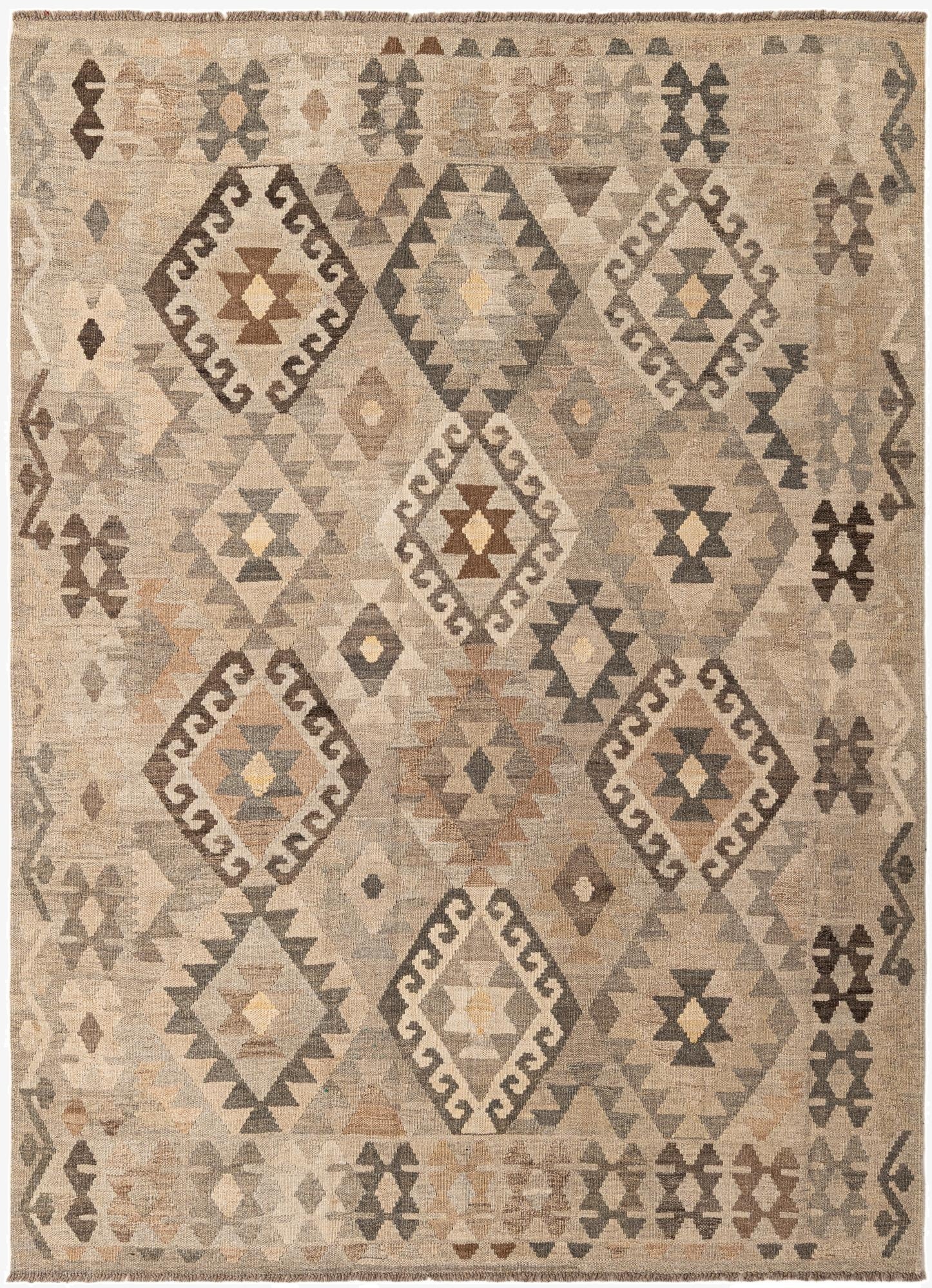  5' 8 x 7' 8  Hand Woven Kilim Maymana Wool Rug
