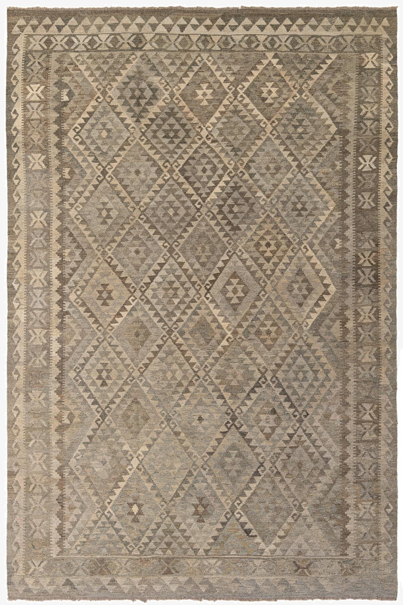  6' 11 x 10' 4  Hand Woven Kilim Maymana Wool Rug