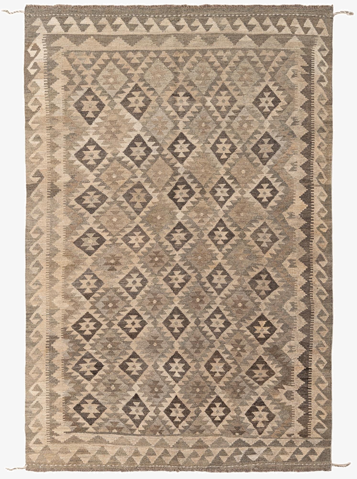  5' 3 x 8'  Hand Woven Kilim Maymana Wool Rug