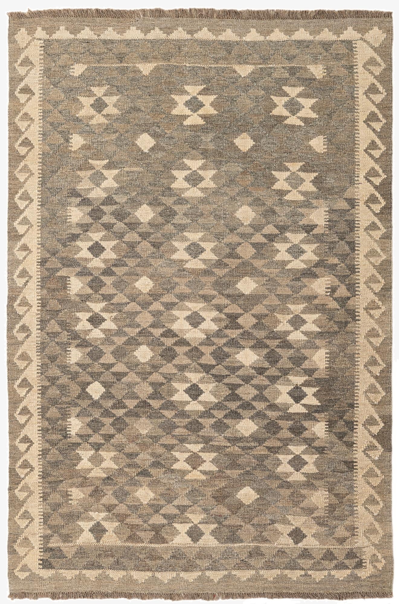 3' 11 x 5' 9  Hand Woven Kilim Maymana Wool Rug