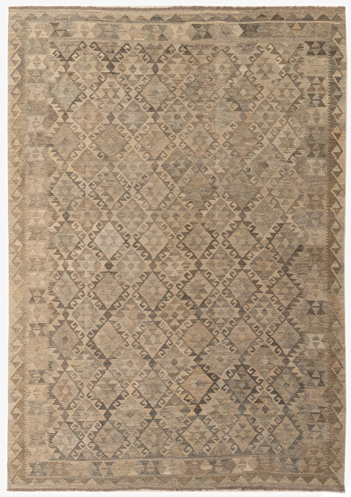  6' 7 x 9' 7  Hand Woven Kilim Maymana Wool Rug