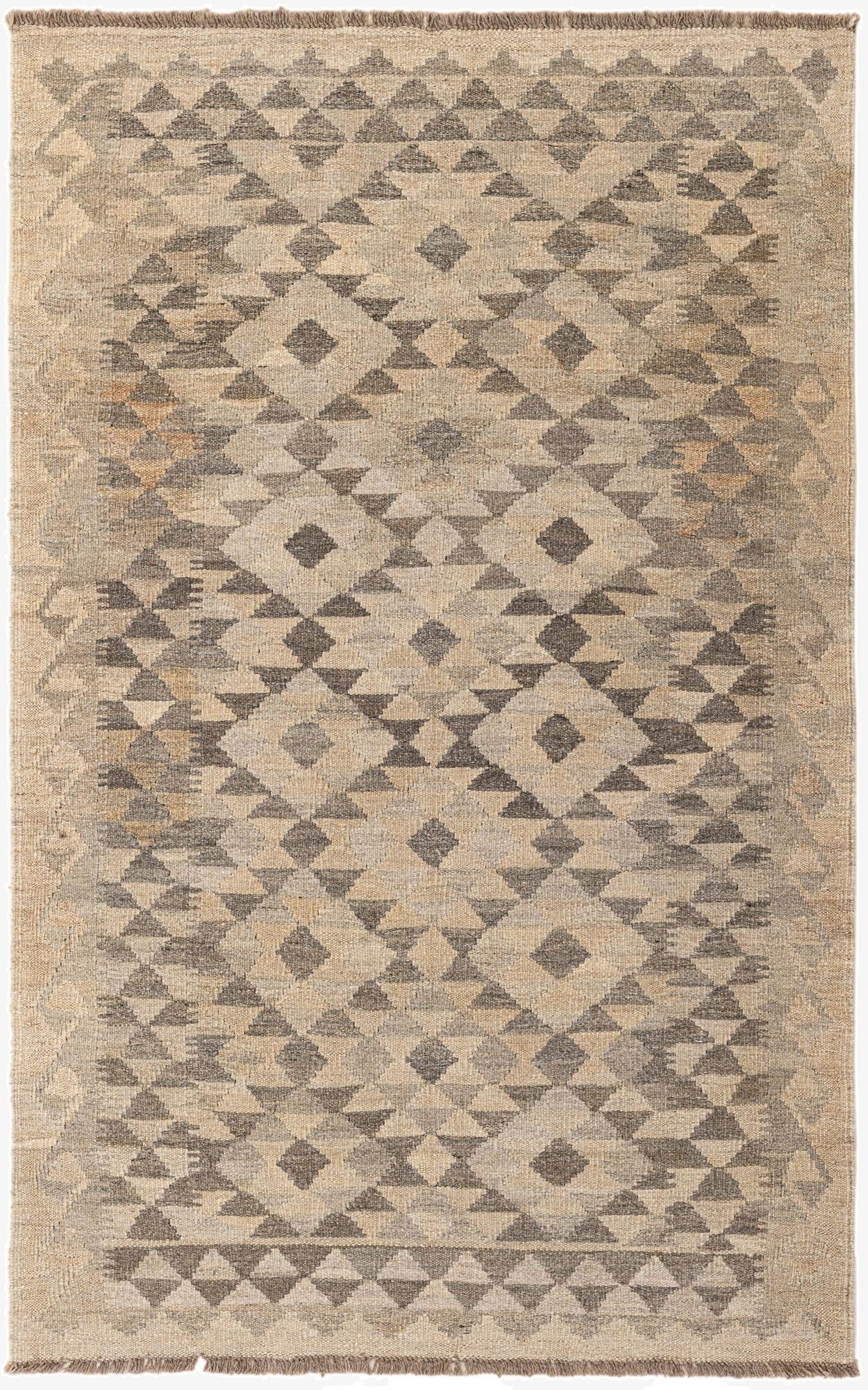  3' 10 x 6'  Hand Woven Kilim Maymana Wool Rug