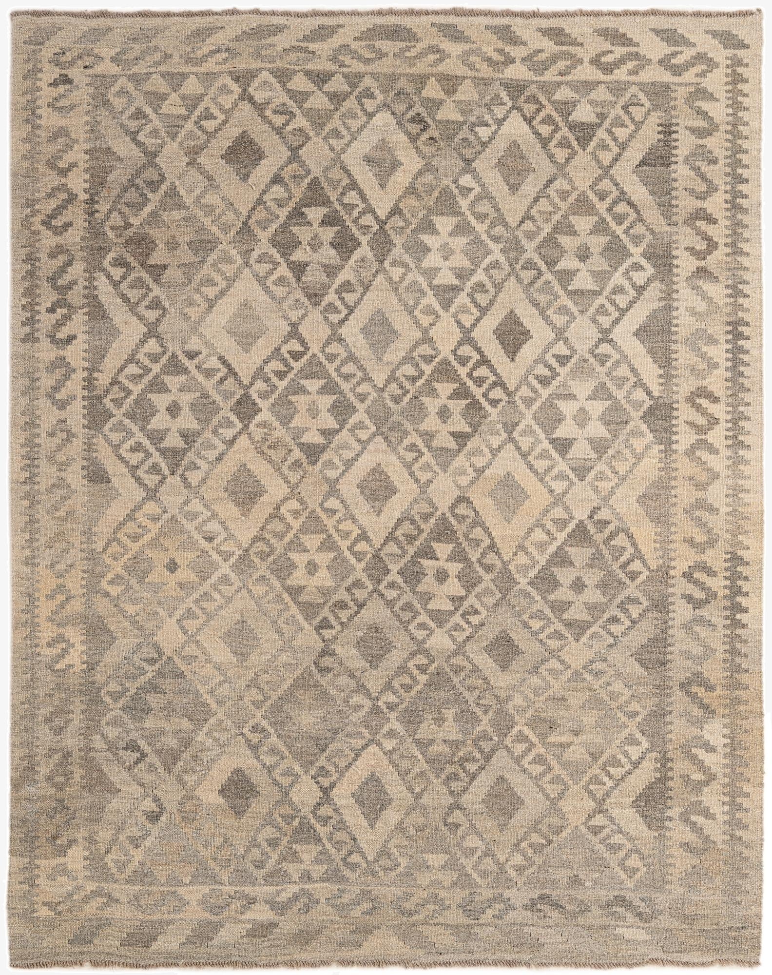  5' 2 x 6' 5  Hand Woven Kilim Maymana Wool Rug