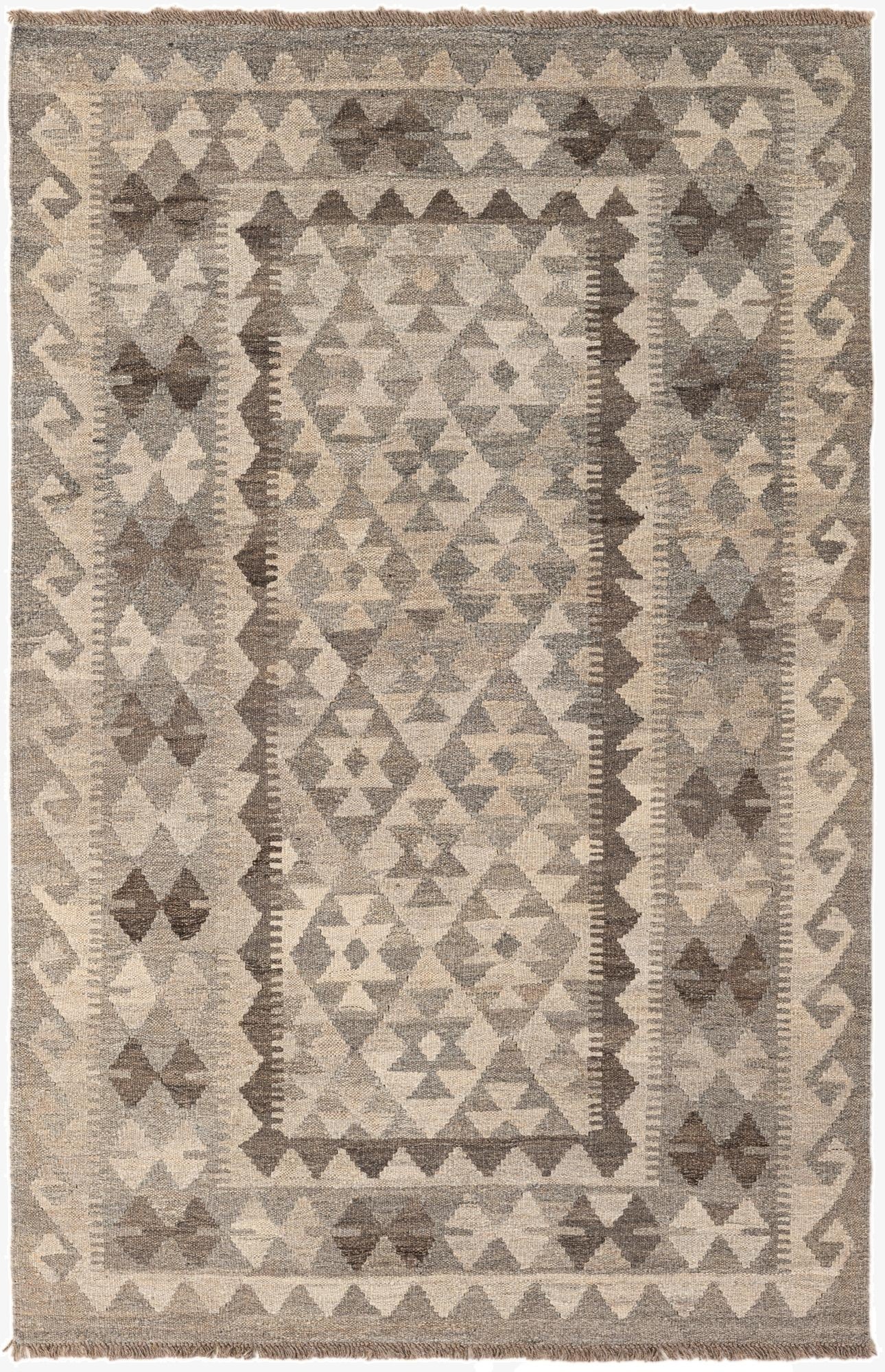  3' 11 x 6'  Hand Woven Kilim Maymana Wool Rug