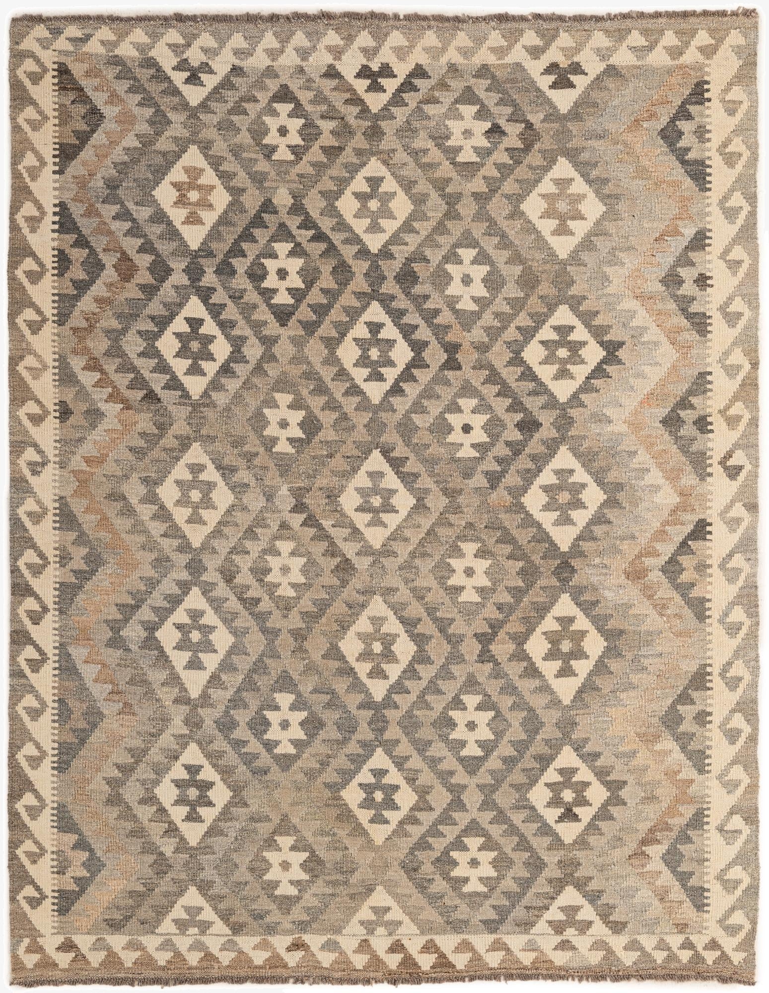  5' 1 x 6' 6  Hand Woven Kilim Maymana Wool Rug