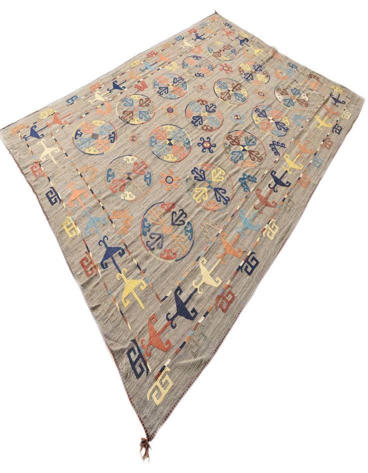 Detail image of  8' 7 x 11' 9  Hand Woven Kilim Modern Wool Rug