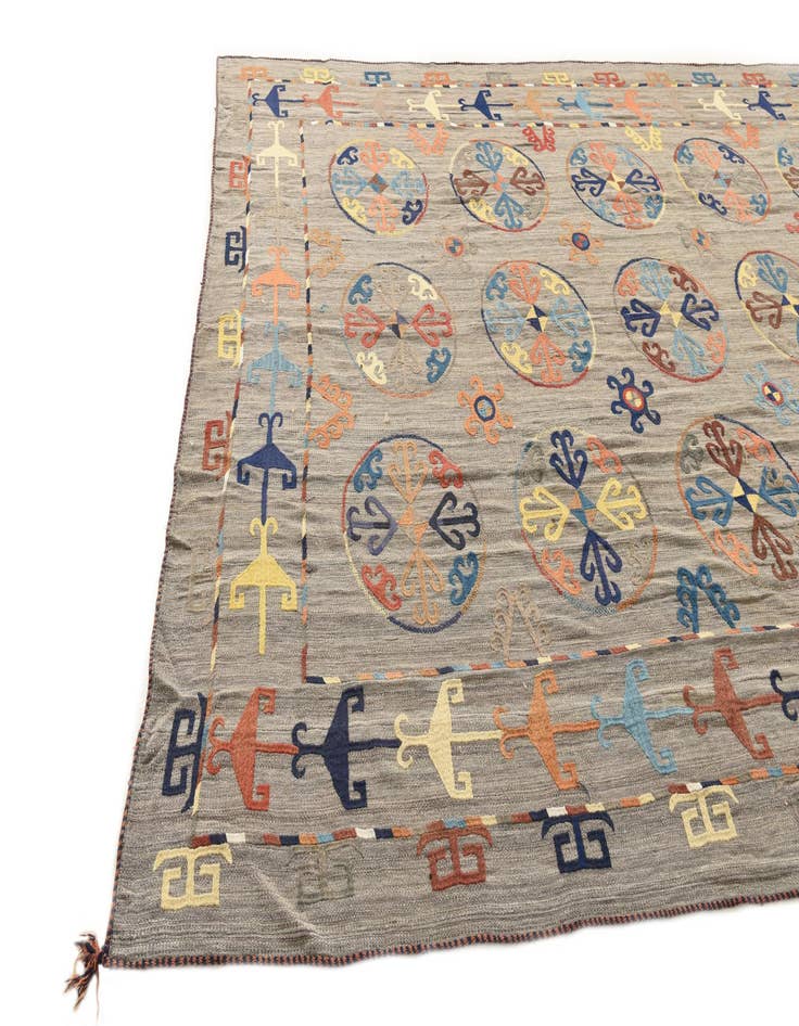 Detail image of  8' 7 x 11' 9  Hand Woven Kilim Modern Wool Rug