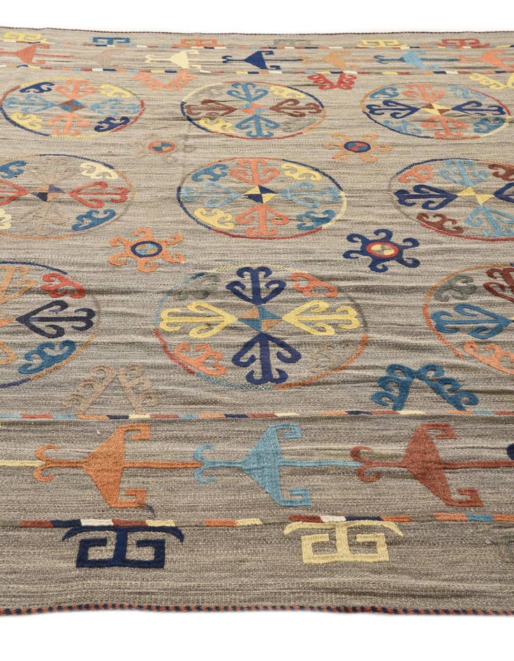Detail image of  8' 7 x 11' 9  Hand Woven Kilim Modern Wool Rug