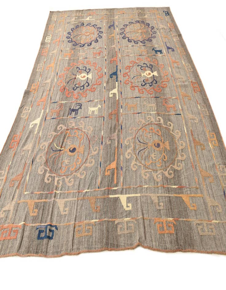 Detail image of  8' x 10' 1  Hand Woven Kilim Modern Wool Rug