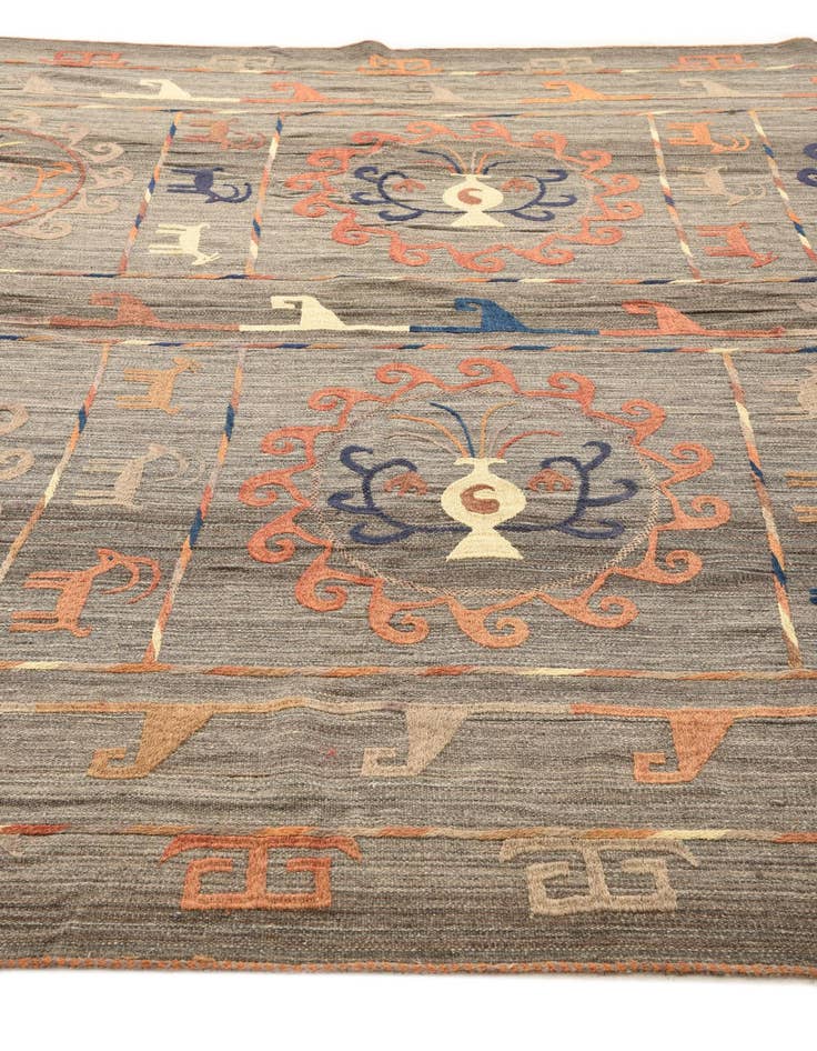 Detail image of  8' x 10' 1  Hand Woven Kilim Modern Wool Rug