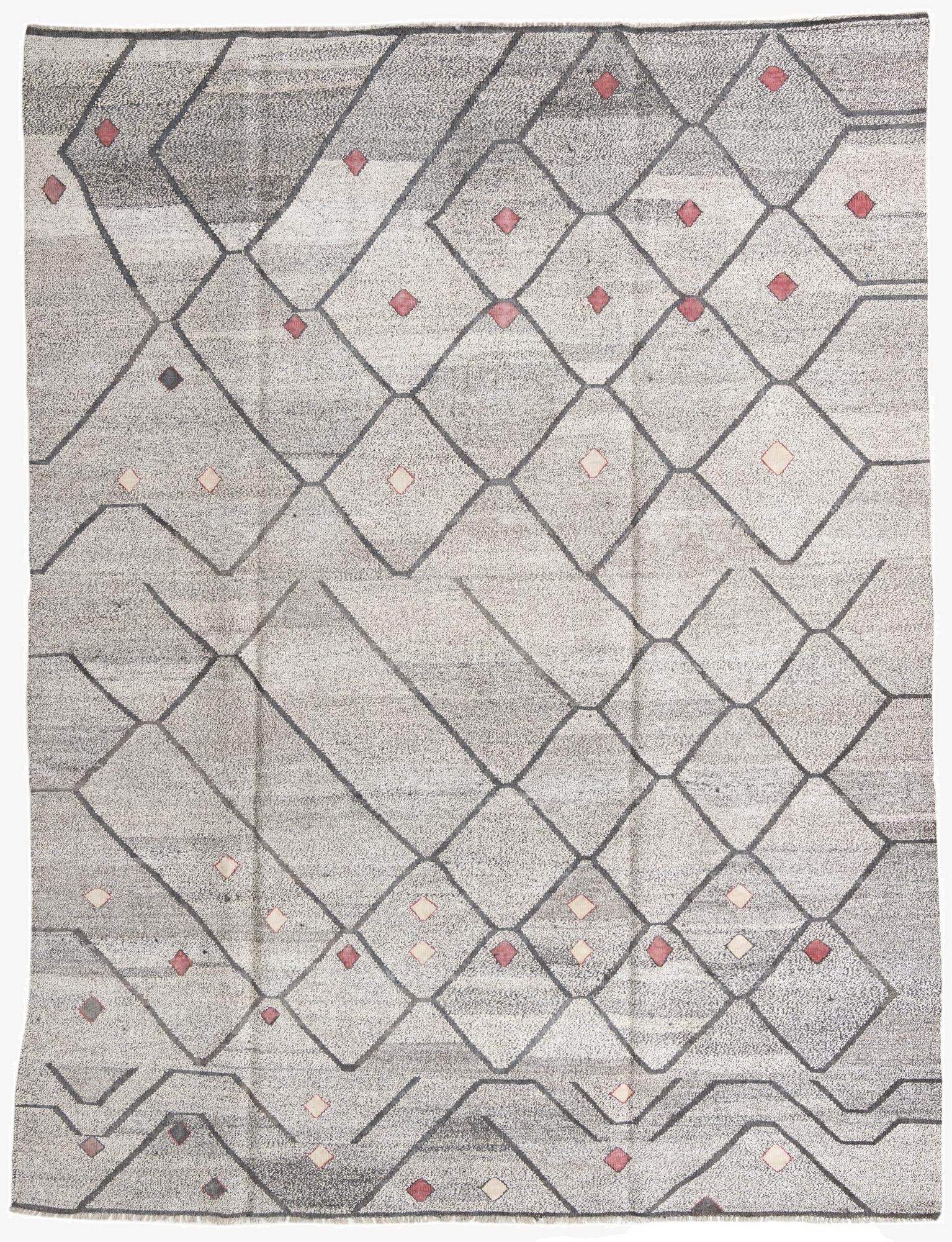  9' 1 x 12'  Hand Woven Kilim Modern Wool Rug