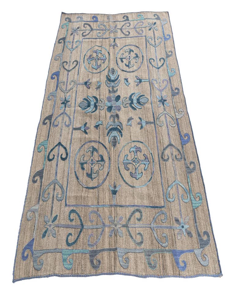 Detail image of  5' x 6' 2  Hand Woven Kilim Suzani Wool Rug