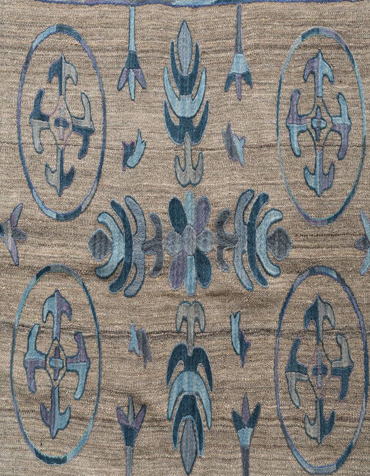 Detail image of  5' x 6' 2  Hand Woven Kilim Suzani Wool Rug