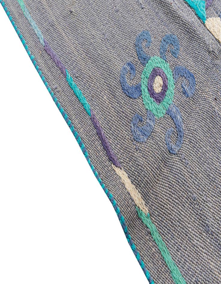 Detail image of  4' 1 x 5' 6  Hand Woven Kilim Suzani Wool Rug