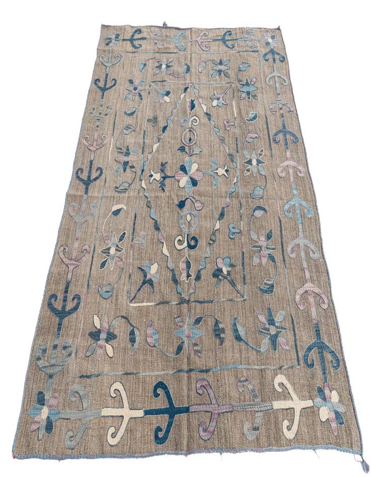 Detail image of  5' 3 x 6' 4  Hand Woven Kilim Suzani Wool Rug