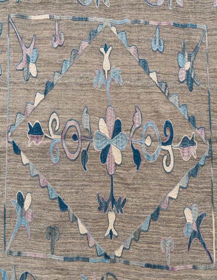 Detail image of  5' 3 x 6' 4  Hand Woven Kilim Suzani Wool Rug