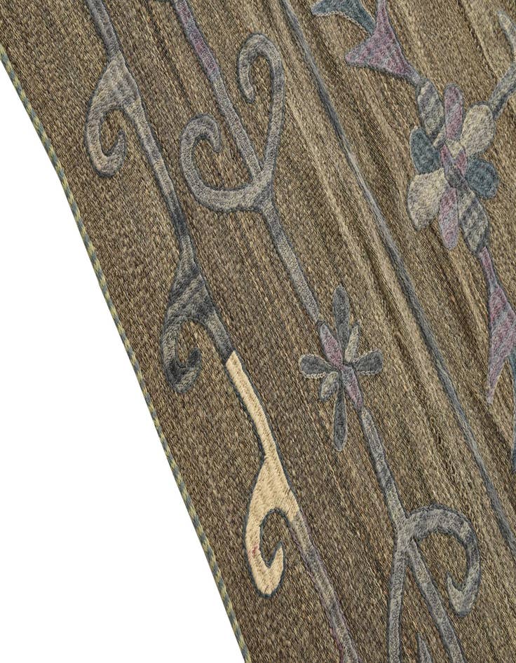 Detail image of  5' 7 x 7'  Hand Woven Kilim Suzani Wool Rug