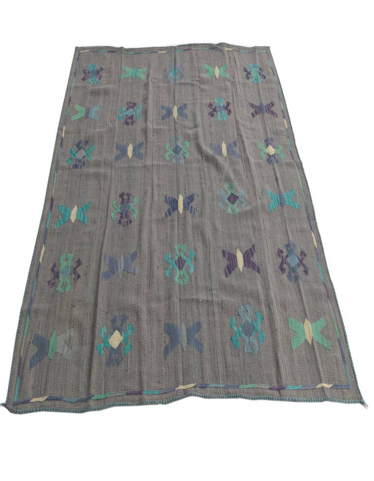 Detail image of  5' 3 x 6'  Hand Woven Kilim Suzani Wool Rug