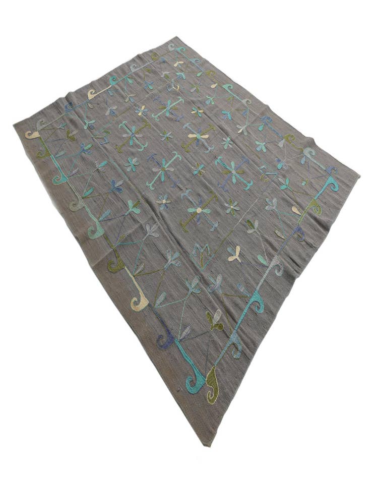 Detail image of  5' 10 x 6' 7  Hand Woven Kilim Suzani Wool Rug