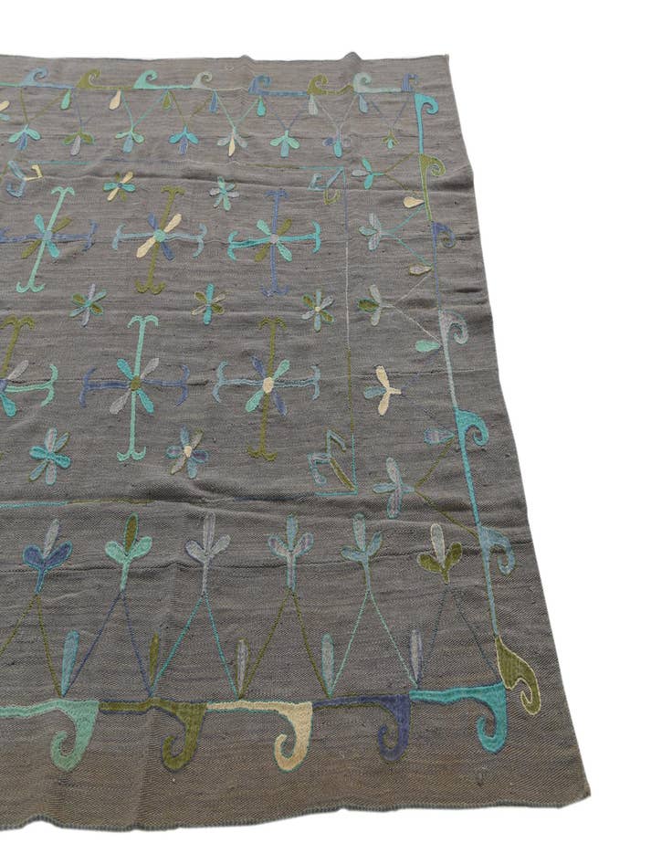 Detail image of  5' 10 x 6' 7  Hand Woven Kilim Suzani Wool Rug