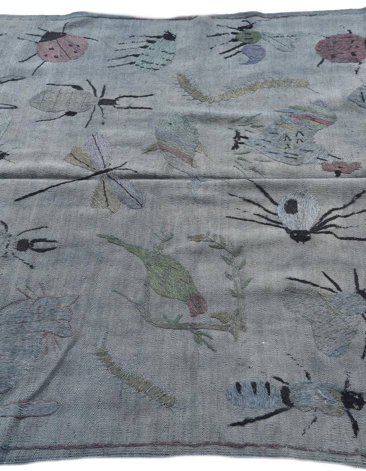 Detail image of  4' 8 x 6' 3  Hand Woven Kilim Suzani Wool Rug