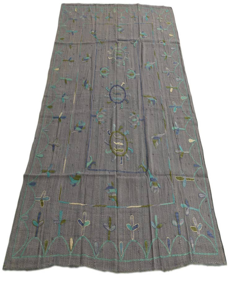 Detail image of  5' 8 x 7' 7  Hand Woven Kilim Suzani Wool Rug