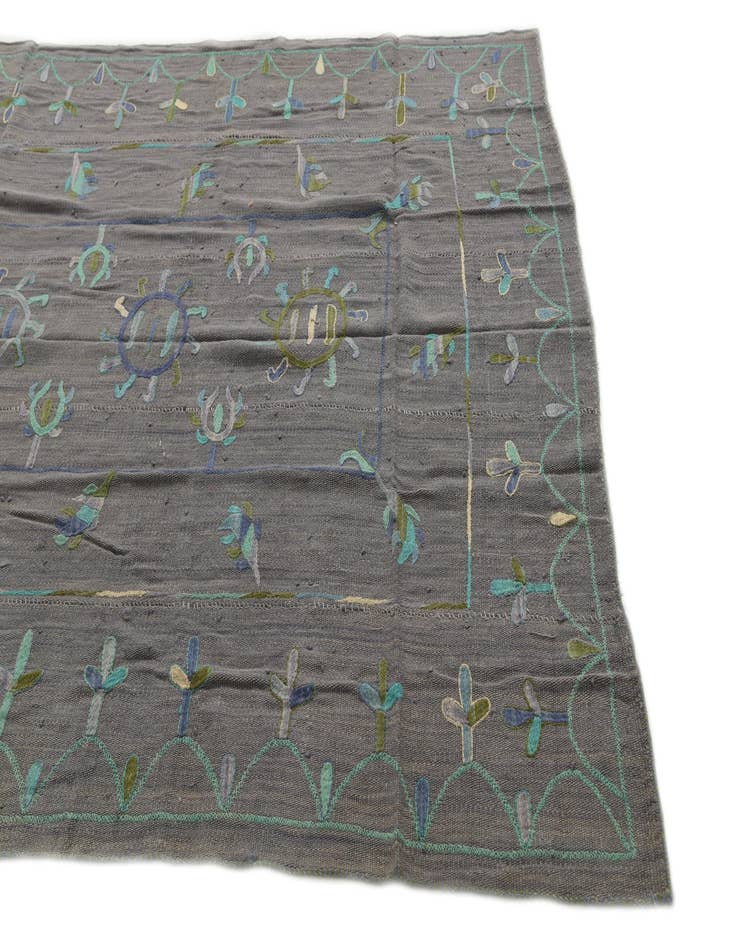 Detail image of  5' 8 x 7' 7  Hand Woven Kilim Suzani Wool Rug