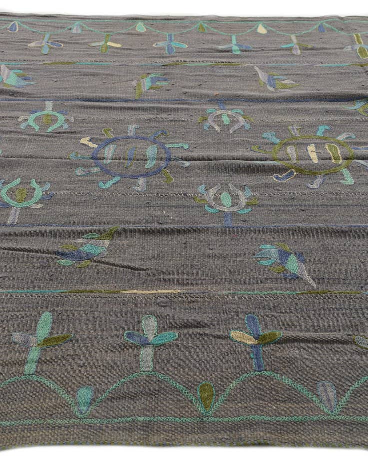 Detail image of  5' 8 x 7' 7  Hand Woven Kilim Suzani Wool Rug