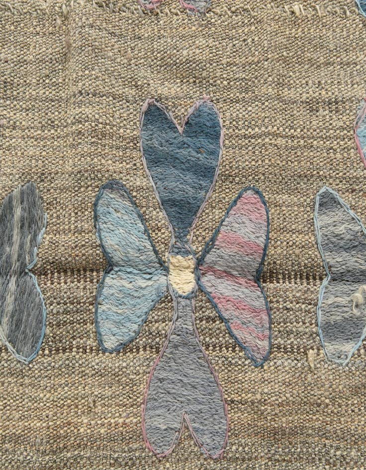 Detail image of  4' 8 x 7' 2  Hand Woven Kilim Suzani Wool Rug