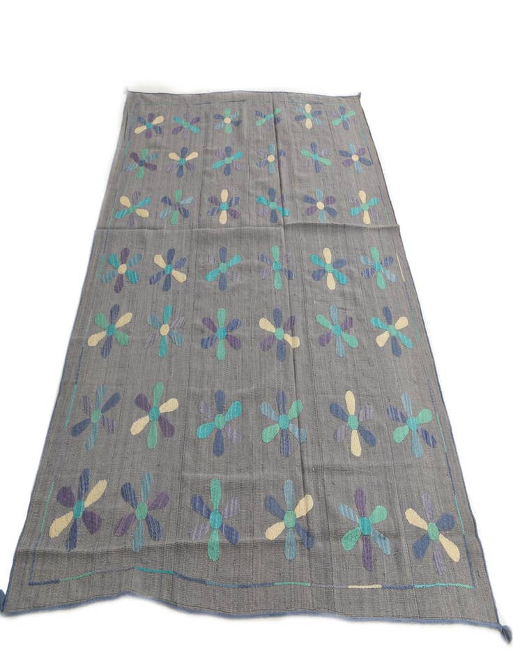 Detail image of  6' 1 x 7' 7  Hand Woven Kilim Suzani Wool Rug