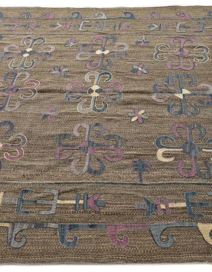 Detail image of  5' 10 x 7' 2  Hand Woven Kilim Suzani Wool Rug