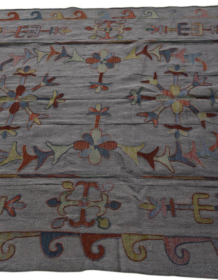 Detail image of  5' 4 x 7' 1  Hand Woven Kilim Suzani Wool Rug