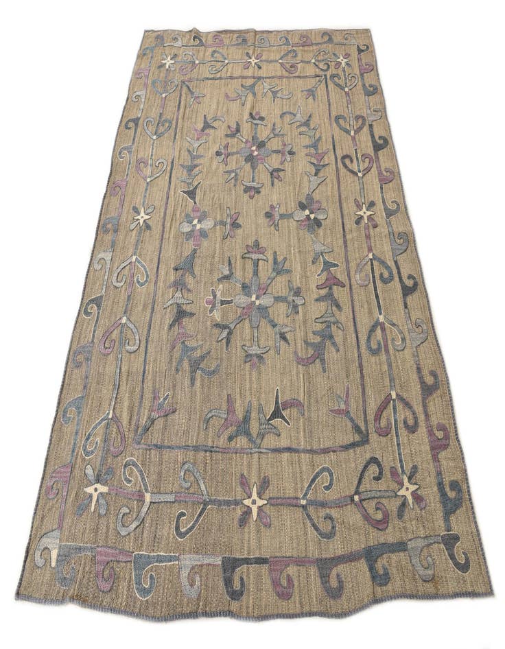 Detail image of  5' 7 x 7' 2  Hand Woven Kilim Suzani Wool Rug