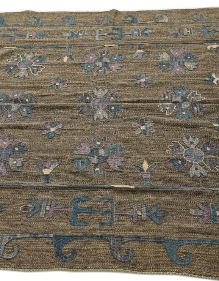 Detail image of  5' 2 x 6' 2  Hand Woven Kilim Suzani Wool Rug