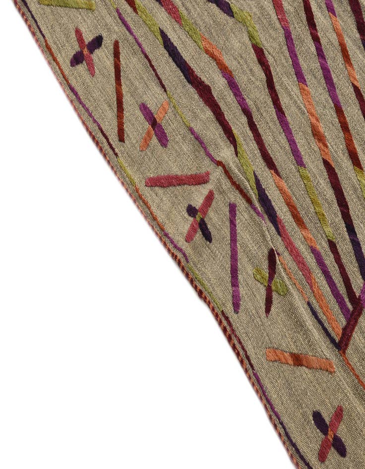 Detail image of  3' 10 x 5' 7  Hand Woven Kilim Suzani Wool Rug