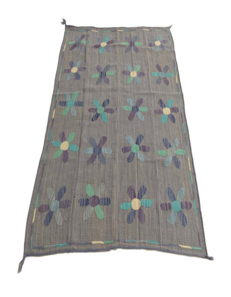 Detail image of  4' 2 x 5' 3  Hand Woven Kilim Suzani Wool Rug