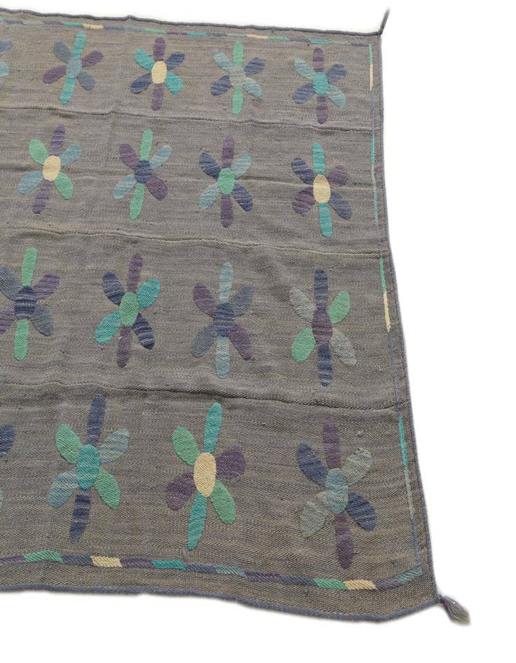 Detail image of  4' 2 x 5' 3  Hand Woven Kilim Suzani Wool Rug